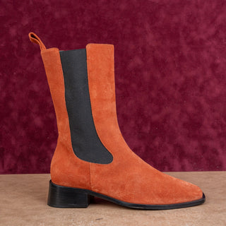 Neous Women Fine Smooth Orange Suede Slip-on Chelsea Fashion Boots sz 8US EUR38