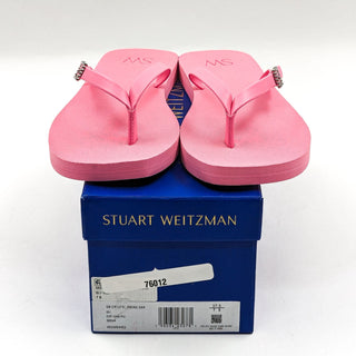 Stuart Weitzman Women Crystal Thong Pink EVA Slide Sandals size 7US EUR 37.5