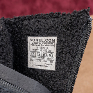 Sorel Women Explorer Zip Black Suede Waterproof Ankle Winter Boots sz 9.5