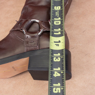 Dolce Vita Wmn Evi Brown Leather Moto Biker Metal Harness Fashion Mid Boots 6.5