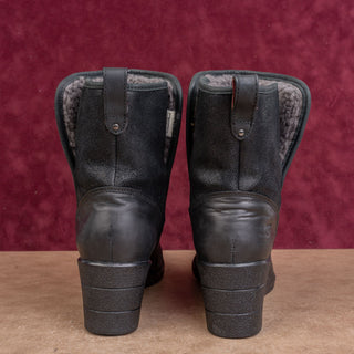 UGG Women Zea Ash Black Distress Leather Waterproof Wedge Boots size 12