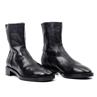 Stuart Weitzman Women Sadie Slip Black Leather Moto Ankle Zip Boots size 9.5