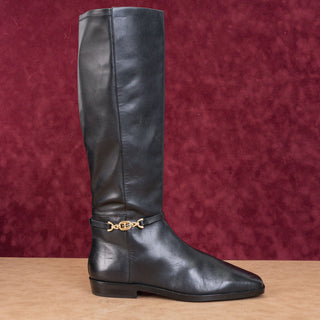 Sam Edelman Women Clive Black Leather Zip Riding Square Toe Knee Boots sz 11