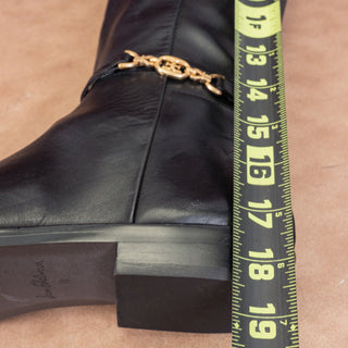 Sam Edelman Women Clive Black Leather Zip Riding Square Toe Knee Boots sz 11