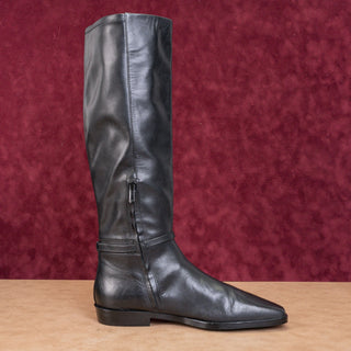 Sam Edelman Women Clive Black Leather Zip Riding Square Toe Knee Boots sz 11