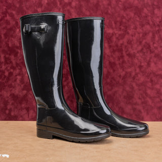 Hunter Wmn Original Refined Gloss Black Festival Wellies Rubber Boots  9US EUR40