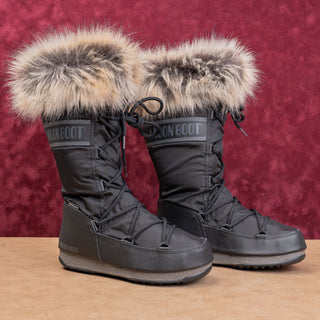 Moon Boot Women Monaco Hi Top Waterproof Faux Fur Cuff Boots size 5.5US EUR36