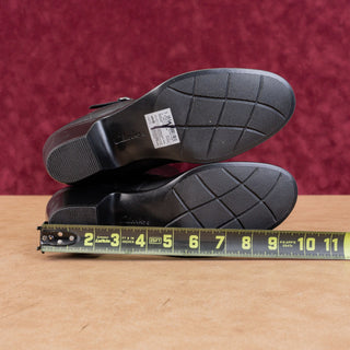 Clarks Women Emily 2 Black Leather Wide Calf Strap Riding Knee Boots sz 9.5