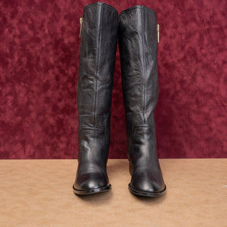 Aldo Women Black Leather Vintage Zip Retro Y2K Riding Tall Boots 9US EUR40