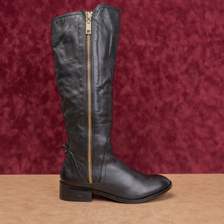 Aldo Women Black Leather Vintage Zip Retro Y2K Riding Tall Boots 9US EUR40