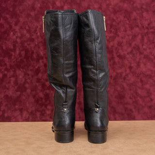 Aldo Women Black Leather Vintage Zip Retro Y2K Riding Tall Boots 9US EUR40