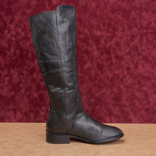 Aldo Women Black Leather Vintage Zip Retro Y2K Riding Tall Boots 9US EUR40