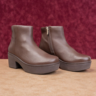 Fitflop Women Pilar Brown Leather Comfort Zip Platform Festival Boots 8US EUR39
