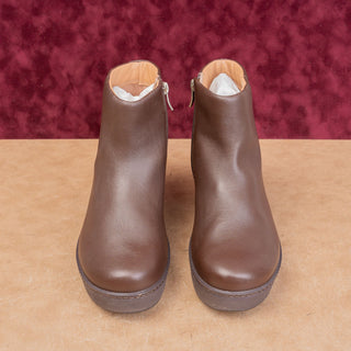 Fitflop Women Pilar Brown Leather Comfort Zip Platform Festival Boots 8US EUR39