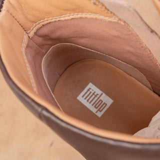 Fitflop Women Pilar Brown Leather Comfort Zip Platform Festival Boots 8US EUR39