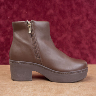 Fitflop Women Pilar Brown Leather Comfort Zip Platform Festival Boots 8US EUR39