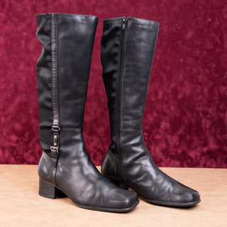 Liz Clairborne Women Black Leather Vintage Retro 90s Tall Boots sz 8.5