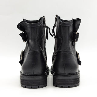 Sofft Women Lalana Black Leather Moto Biker Buckle Boots sz 6US EUR 36.5