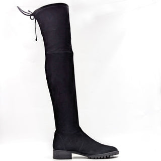 Stuart Weitzman Women City Lug Back Lace Black Suede OTK fashion Boots size 8