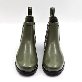 Michael Kors Women Green Olive Tillie Rubber Rain Chelsea Boots size 9