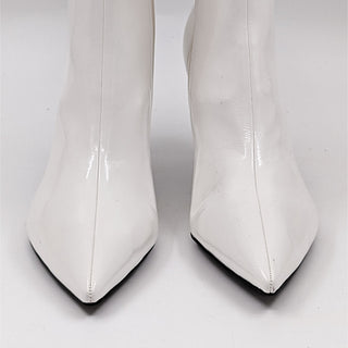 Jeffrey Campbell Women Daring White Vegan Patent Leather Pointy Toe Boots Sz 11