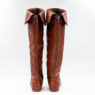 Via Spiga Women Brown Leather Vintage Retro Y2K Tall Flat Boots size 8