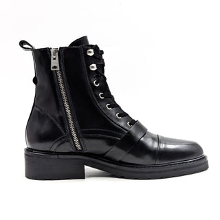 All Saints Donita Women Black Patent Leather Lace-up Combat boots 9.5US EUR40