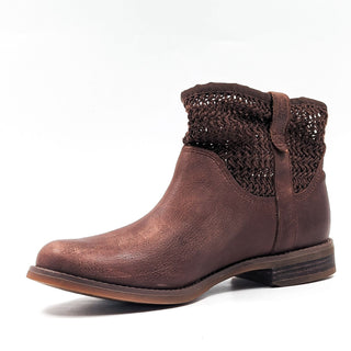 Timberland Women Savin Hill lasercut Weave Brown Leather Slip-on Boots size 7.5