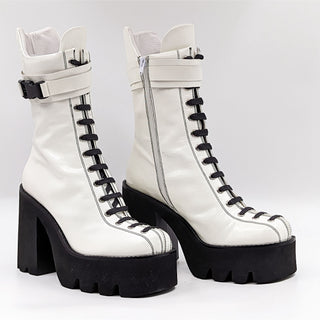 Jeffrey Campbell Women Viking Y2K 90s Retro White Platform Boots size 11