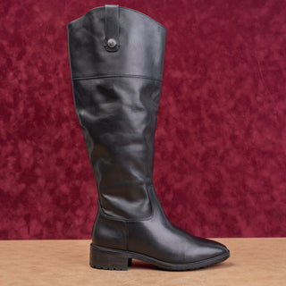 Sam Edelman Drina Wide Calf Black Leather Equestrian Riding Fashion Boots 7.5