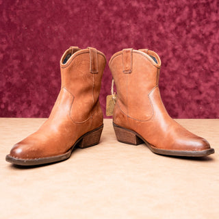 Born Women Wynd Brown Leather Zip Western Cowboy Ankle Boots sz 8.5