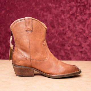 Born Women Wynd Brown Leather Zip Western Cowboy Ankle Boots sz 8.5