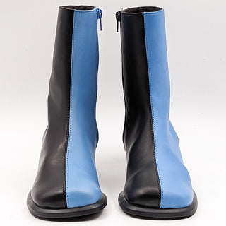 Camper Women Twin Color Black Blue Block Retro 90s Leather ankle Boots 6US EUR36