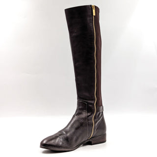 Michael Kors Women Hamilton Stretch Brown Leather Equestrian Riding Boots sz 8.5