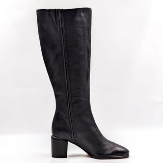 Vince Women Highland Black Leather Wide Calf Retro Round Knee Boots size 8