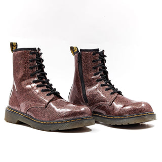 Dr Martens Unisex 1490 Glitter Brown Coated Patent Leather Boots M5 W6