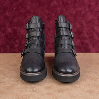 Paul Green Wmn Grunge Fashion Punk Rock Black Leather Zip Ankle Boots 8.5US AUS6