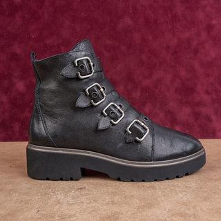 Paul Green Wmn Grunge Fashion Punk Rock Black Leather Zip Ankle Boots 8.5US AUS6