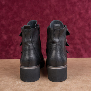 Paul Green Wmn Grunge Fashion Punk Rock Black Leather Zip Ankle Boots 8.5US AUS6