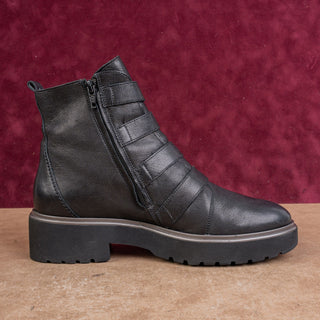 Paul Green Wmn Grunge Fashion Punk Rock Black Leather Zip Ankle Boots 8.5US AUS6