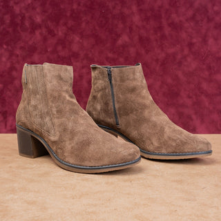 Mephisto Graziela Modern Western Chelsea Brown Suede Leather Heel Ankle Boots 11