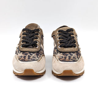 Geox Respira Women Tabelya Olive Beige Camo Leather Sneakers size 7US EUR37