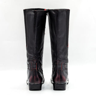 Naot Women Graffit Red Black Leather Riding Stretch Panel Boots sz 7US EUR 38