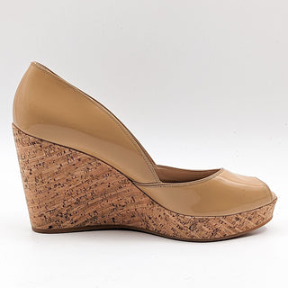Via Spiga Women Patent Leather Beige Wedge Espedrille sandals 9 EUR 39