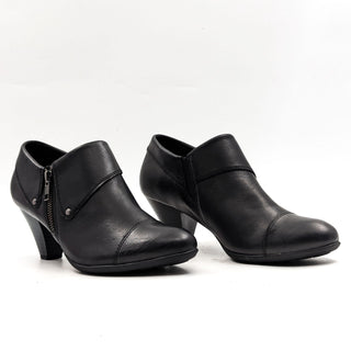 BOC Women Misha Black Leather Low Ankle Zip Boots size 7