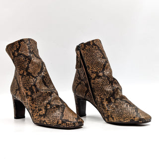 Free People Women Cybill Snake Print Leather Western Heeled Boots size 6US EUR36