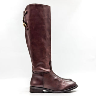 Vince Camuto Women Kadia Brown Leather RIding Buckle Knee Boots size 6.5