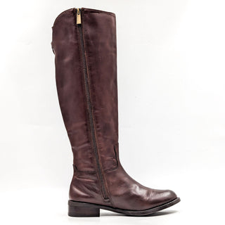 Vince Camuto Women Kadia Brown Leather RIding Buckle Knee Boots size 6.5