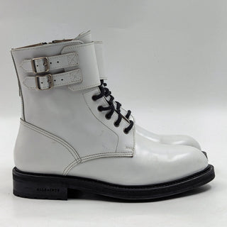 AllSaints Women Brigade Lace-up Zipper Lug Sole White Leather Boots sz 6US EUR36