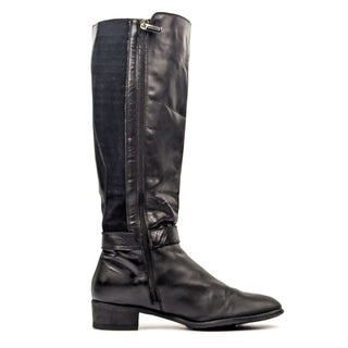 Aquatalia Women Olalla Wide Shaft Black Leather Riding Buckle Boots size 8